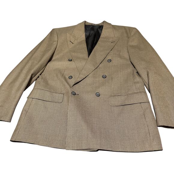 Vtg J. RIGGINGS Brown Blazer Sport Coat Jacket Men's 40R PolyWool Blend 6 button - Picture 2 of 12